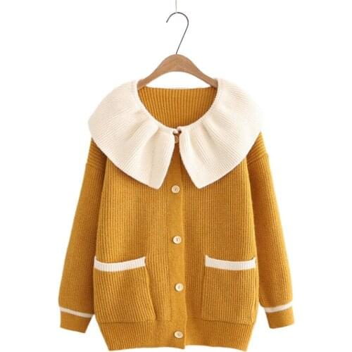 Women Knitted Cardigan Sweater Fashion Patchwork Top Autumn 2020 Long Sleeve Casual Outwears Turndown Collar Buttons Coat