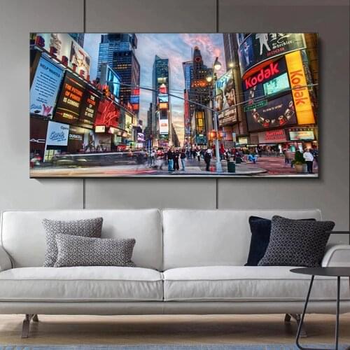 New York City Time Square Building Canvas Painting Modern Posters and Prints Wall Art Picture Cuadros for Living Room Home Decor