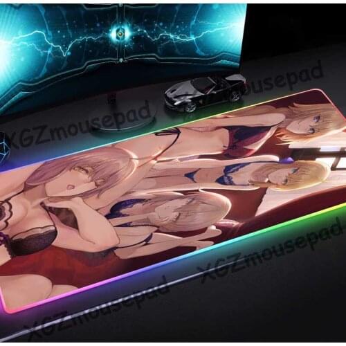 XGZ Large RGB Mouse Pad Lock Edge Fashion Sexy Lace Lingerie Girl Custom Computer Desk Mat Speed Rubber Non-slip 900x400/800x300