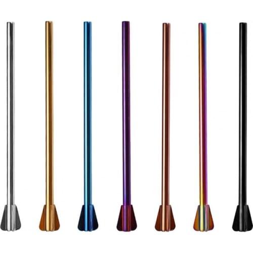 Creative Drinking Stirring Straw Eco-friendly Rust-proof Stainless Steel Colorful Stirring Coffee Straw for Dorm