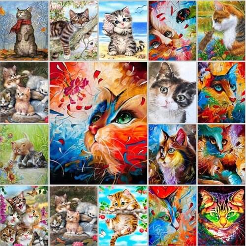 Cuadros full square embroidery Cross stitch dirll drawing mosaic 5d diamond painting kit set Animal cat butterfly mouse complet