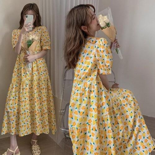 Floral Summer Maternity Dress Plus Size Quality Casual Maxi Pregant Gown Loose Clothes Outfits