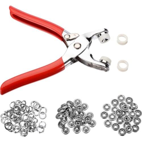 25 Set 9.5mm Metal Prong Rings Buttons Press Studs Snap Fasteners + Plier DIY Tool Kit for Clothes