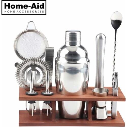 11Pcs/Set Stainless Steel Cocktail Shaker Set Drinks Strainer Bottle Opener Maker Mixer Spoon Measure Cup Bar Tool Kit