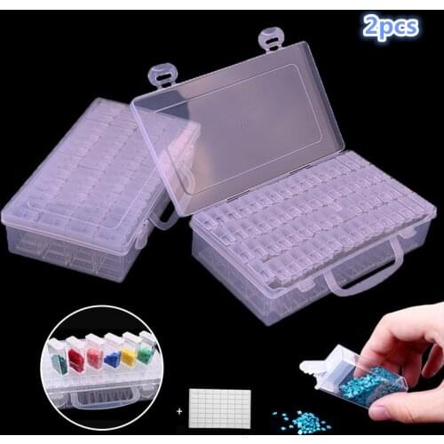 Newly launched portable diamond painting 64 slot storage box, diamond mosaic frame, diamond embroidery accessories tool 2pcs