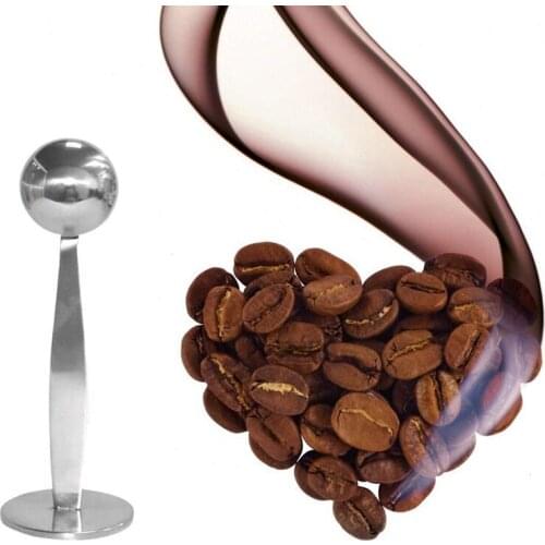 NHBR Espresso Stand Coffee Measure Tamper Spoon Stainless Steel Coffee Tea Tools Measuring Tamping Scoop 1 Pieces Silver