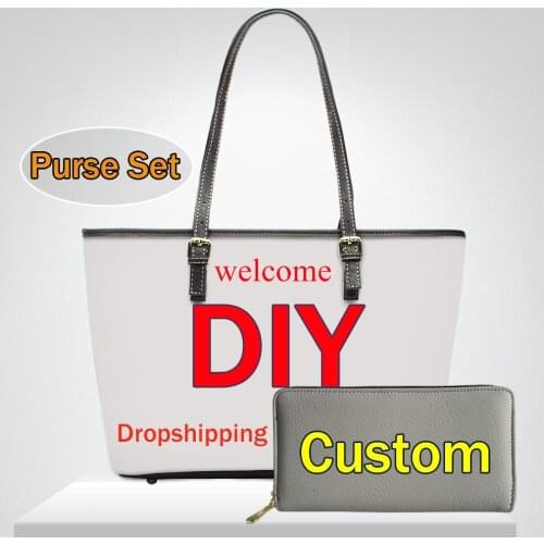 NOISYDESIGNS Custom Handbags Picture Logo Print Large Shoulder Bag For Women Purse Party Totes Set Sac a Main Femme Dropshipping