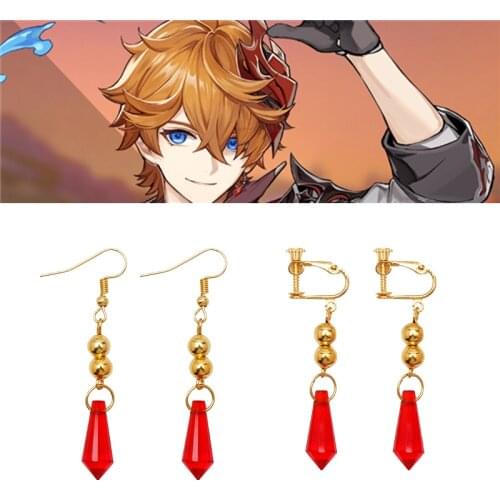 New Arrival Game Earrings Genshin Impact Theme Eardrop of Tartaglia Narutal Stone Pendant Jewelry Cute Cosplay Earring for Fans