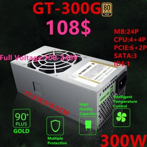 New PSU For GameMax HTPC TFX Non-modular 80plus Gold/Bronze 300W Power Supply GT-300G GT-300