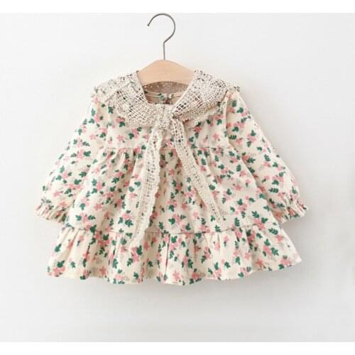 Fall Flower Girls Dresses Cute Korean Toddler Chidlren Costume Autumn Little Girl Clothes Baby Kids Dress