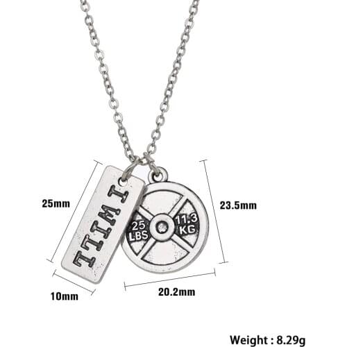 Fitness Gym dumbbell necklace Pendant Jewelry Bodybuilding Necklaces Men Women Sport Kettlebell Barbell Dumbbell Gift