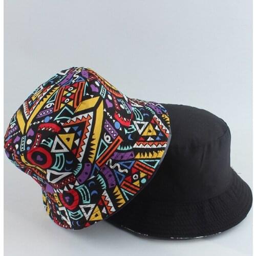 Men Women Fisherman Hat Vintage Print Panama Bucket Hat Reversible Bob Chapeau Femme Retro Hip Hop Cap Gorros