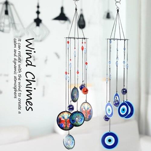 Printed Iron Metal Fengshui Memorial Wind Chimes Rainbow Maker Home Outdoor Hanging Windchimes Balcony Decoration