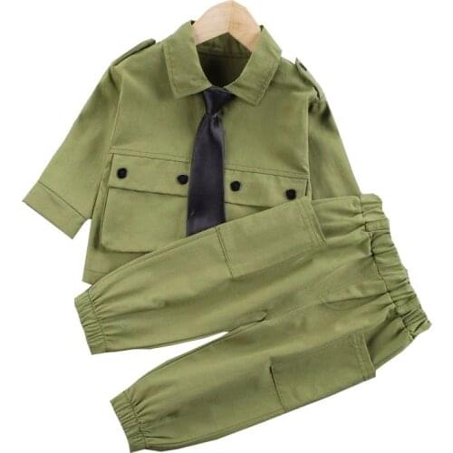 Baby Boy Casual Suit, Solid color Long-Sleeved Shirt Top + Trousers Two-Piece Suit, Spring and Autumn Baby Clothes0-6 age