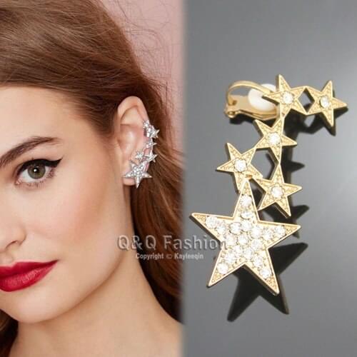 Blogger Fav Shooting Star Crystal Inlay Ear Cuff Clip Stud Wrap Earrite Earring Jewelry New