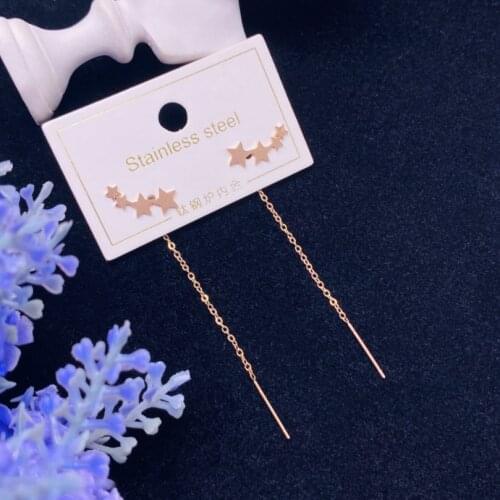 316L Stainless Steel Sweet Star Ear Line Tassels Stud Earring For Women Fashion Fine Jewelry Birthday Party Gifts SAE683