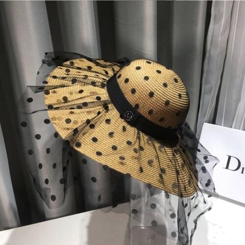 New Sun Hat For Women Breathable Lace Straw Hat Foldable Summer Hat Wide Brim Anti-UV Beach Hat Female Chapeau