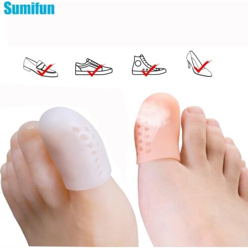 2pcs Silicone Gle Big Toe Protector Breathable Thumb Covers Tube with Holes for Corns Calluses Blister Toe Separator Pedicura
