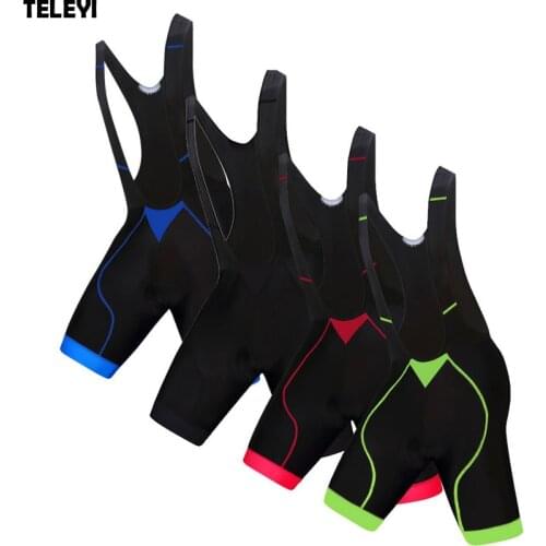 TELEYI Pro Team Cycling Clothing Ropa Ciclismo Outdoor Sports Mens Bib Shorts Bike Bicycle Cycling Shorts Padded 4-Colors