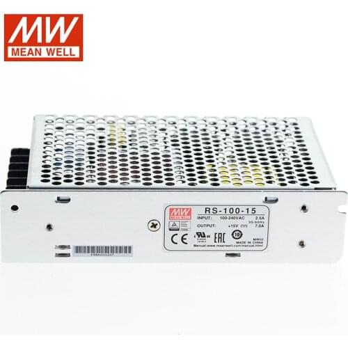 MEAN WELL RS-100-15 105W 15V Switching Power Supply 110V/220V AC to 15V DC 7A Power Unit 5G Viberation Transformer