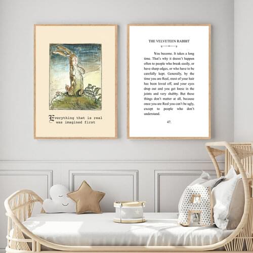 The Velveteen Rabbit Literature Quotes Wall Art Canvas Painting Minimalism Typography Prints Poster Home Room Wall Decor