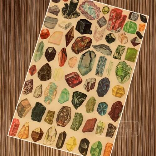 Vintage Mineral Rocks Diamonds Illustration Retro Poster Canvas Painting DIY Wall Paper Posters Home Decor Gift
