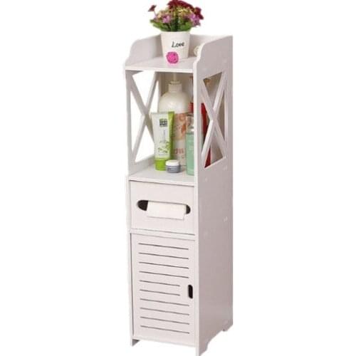 Waterproof Cabinet Bathroom Storage Shelf Floor Organizer Rack Standing With Tissue Drawers Four Layers Anti-corrosion WPC