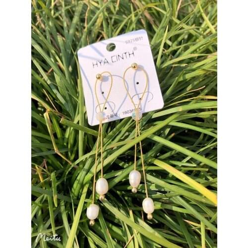 S925 Silver Ear Needle Stud Earring Fashion Freshwater Pearl W/ Aluminium Wire W/Anti Gold Korea Jewelry for Women HYACINTH Hot