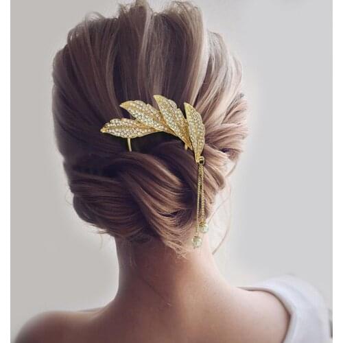 Simple Leaf Hair Pins Bridal Tiaras Wedding Headpiece Handmade Women Hair Accessories Pearls Jewelry свадебные аксессуары