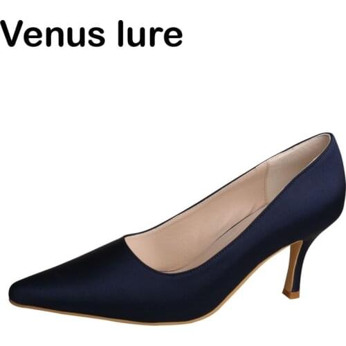Custom Handmade 8CM Navy Prom Heels for Women Pointed Toe Size 9