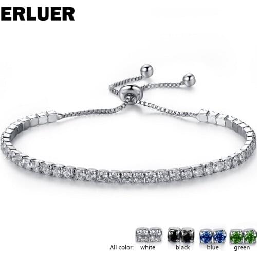 ERLUER 4 Color Chain Bracelet for women girls CZ Cubic Zircon Crystal charm Jewelry fashion Slider Adjustable Bracelets