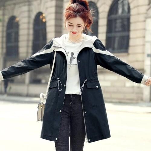 2021 Fashion Korean Trench Coat Double Pocket Zipper Women Spring Autumn Casual Loose Windbreakers Female Long Hooded Overcoat
