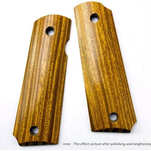 1 Pair Natural Verawood Polished Non-slip Patches Handle Grips Cover Case for 1911 Custom Grips Models