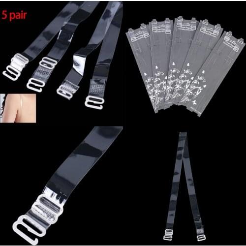 10pcs/5pairs Metal Buckle Bra Straps Belt Womens Elastic Transparent Silicone Bra Straps Adjustable Intimates Accessories