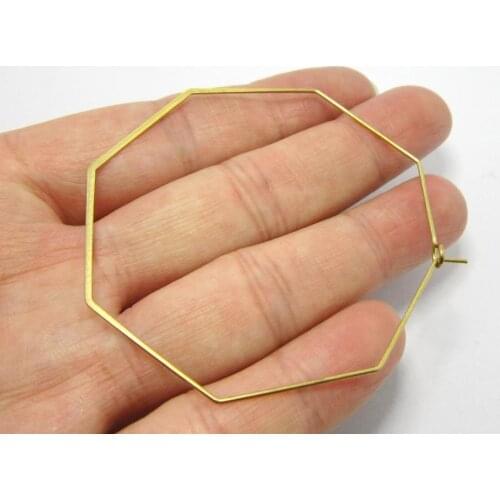 Brass ear wire 56.5mm Octagon brass earrings hooks Brass geometic findings R877
