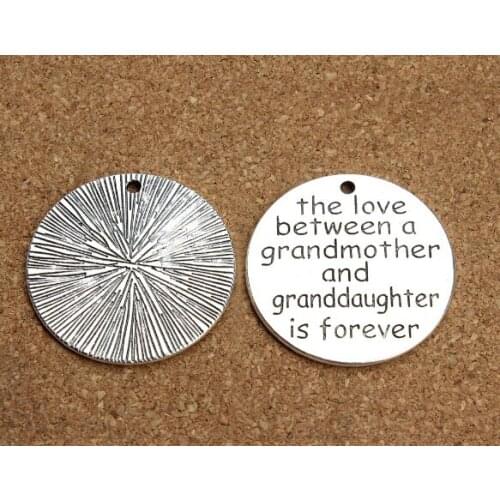 10pcs/lot 33mm Round lettering Connector Metal Alloy Pendant For DIY bracelet Jewelry Making ddr4