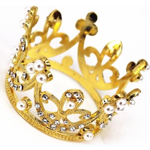 3.5X5CM High quality fashion cute children gift crystal crown kid 1st birthday photograph tiara prop birthday cake topper crown