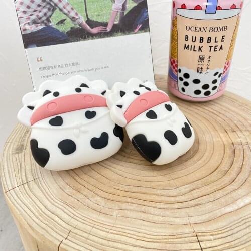 3D Cartoon Cows Earphone Case For AirPods Pro Case Silicon Cute Dog Cover For Apple Air Pods 1 2 3 Earpods Earbuds Case Keychain