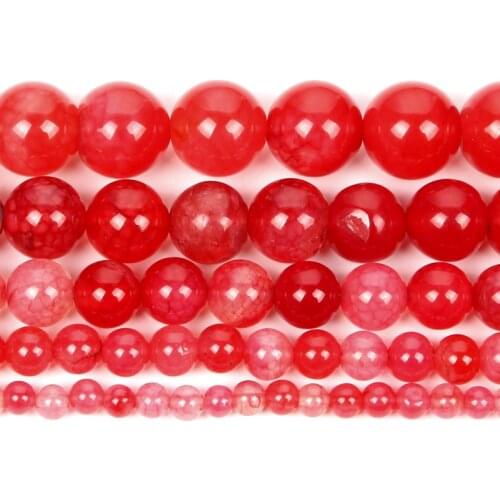 4-12mm Natural Stone Beads Round Smooth Red Agates Stone Loose Beads For Jewelry Making DIY Charm Bracelet Necklace Handmade