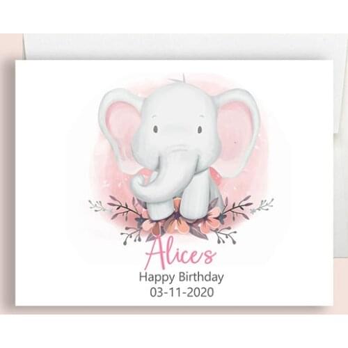 6pcs/set Custom Cartoon Elephant Greeting Cards Baby Shower Birthday Party Postcards Customized Personalized Place Cards