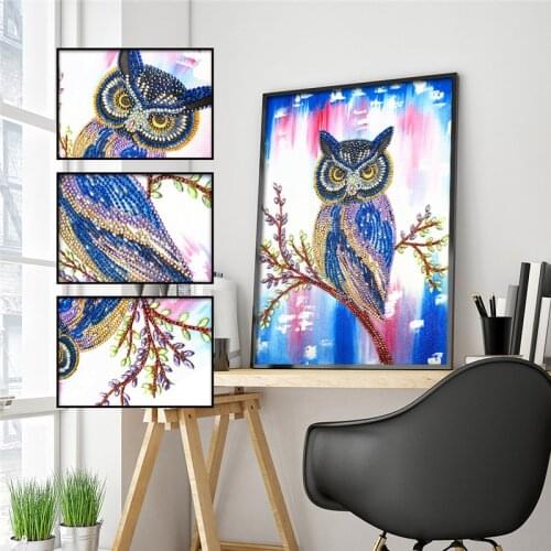 Diamond Painting 5D DIY Special Shape Diamond Animal Owl Primal Diamond Embroidery Sticker Mosaic Decoration