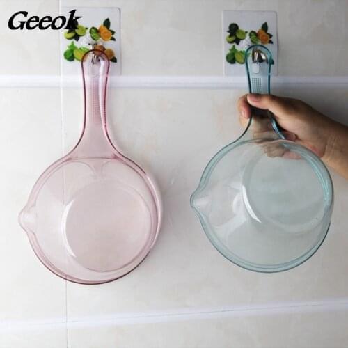 Household Transparent Kitchen Water Scoop Thickened Plastic Water Scoop Bath Scoop Drift Ladle Long Handle Shampoo Spoon