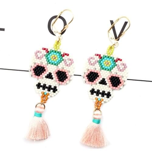 FAIRYWOO Skull Pendant Earrings Ethnic Earrings Earring For Women Luxury Jewelry Pink Earring Pendientes Gifts For Lovers