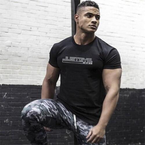 New Cotton T-shirt Men Jogger Sporting Skinny Tee Shirt Male Gym Clothing Fitness Bodybuilding Workout Tops Sports Tshirt