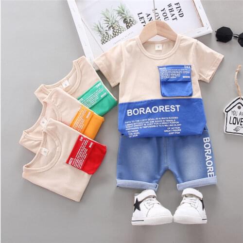 Summer Baby Boy Clothes Cotton Out Children patchwork T Shirts Shorts 2Pcs/sets Infant Outfit Kids Fashion Toddler Tracksuit set