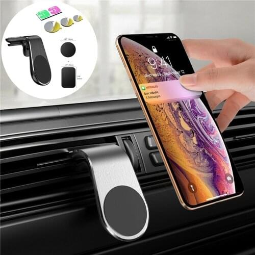 Car Magnetic Mobile Phone Holder Car Air Conditioner Port Button L-shaped Strong Magnetic SMD Navigation Mobile Phone Holder