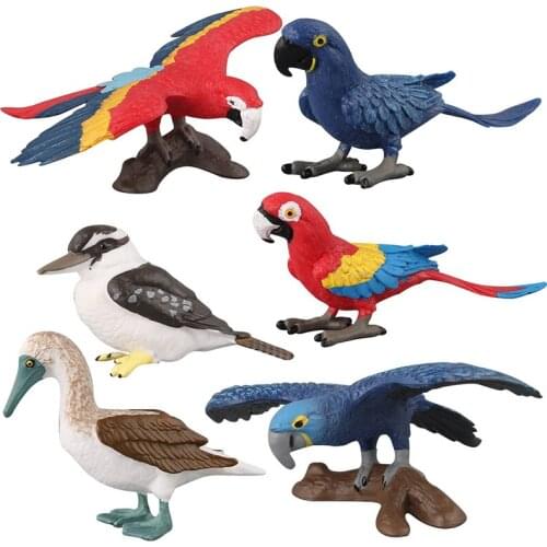 Mini Statue Simulation Parrot Bird Action Figure Animal Model Figurine Miniature Fairy Kids Toys
