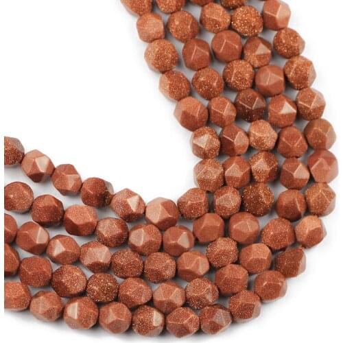 YHBZRET Natural Faceted Golden Sand Stone 8MM Loose Spacers beads for Jewelry making DIY bracelets necklace accessories 15