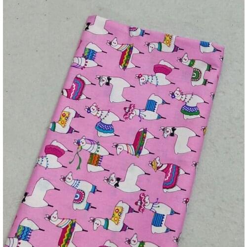 Brand New Pink Cartoon Alpaca Printed Cotton Fabric 50x105cm Design C Fabric Patchwork for Cloth Dress Party Home Decor