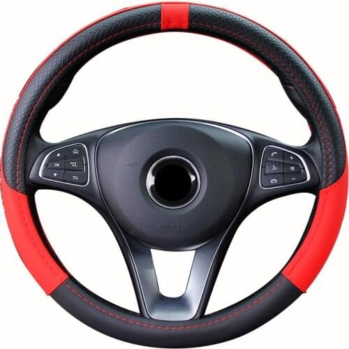 Car Steering Wheel Braid Cover Wrap Fashion 7 Colors Universal Artificial Leather For 37-38CM/14.5''-15'' Hand Bar Protector